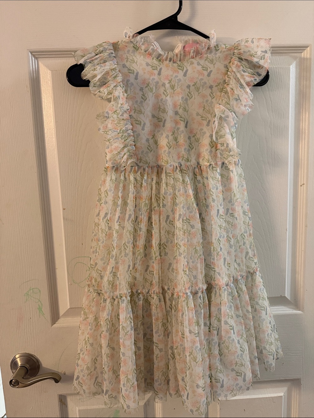 Girls Floral Ruffle Sundress in Pastel Pink and Green